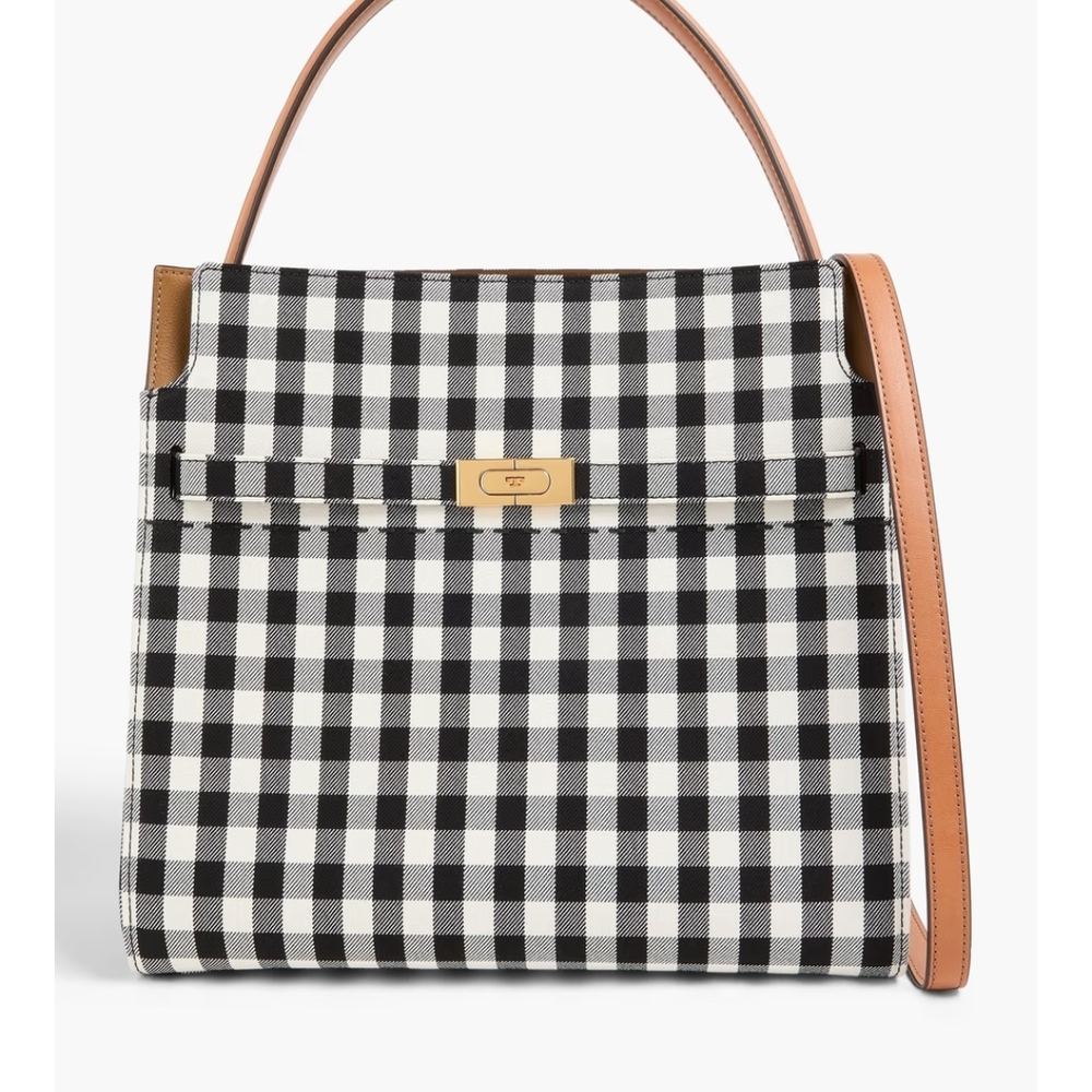 Tory Burch Lee Radziwill Black And White Gingham Bag